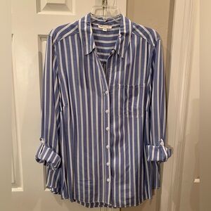 Beach Front Lounge Blue and White Stripe Blouse Size 1X